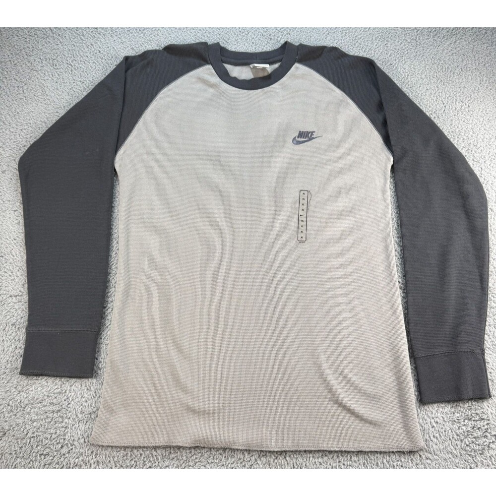 Vintage Nike Waffle Knit Thermal Shirt XL Colorblock Y2K Streetwear Deadstock